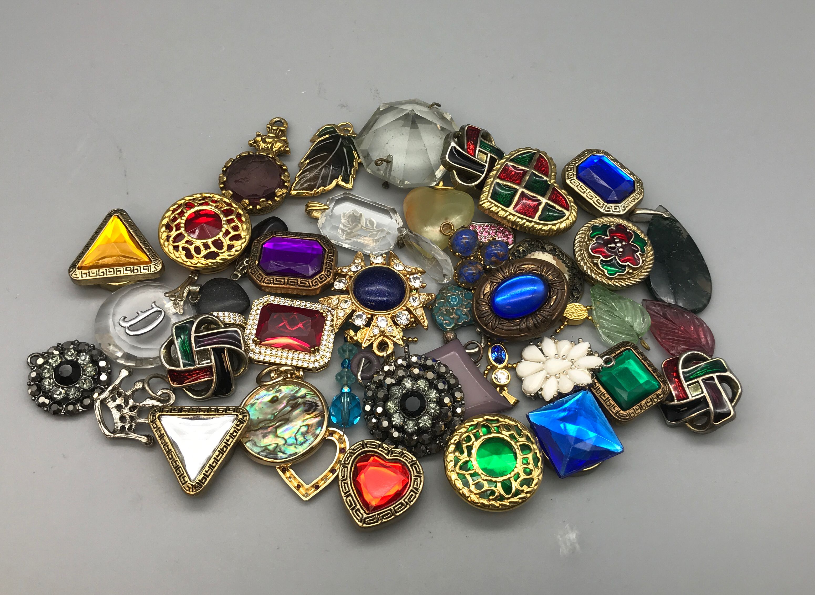 45 Unbranded Non-precious Metal Costume Pendants for Fashion and/or Repurposing