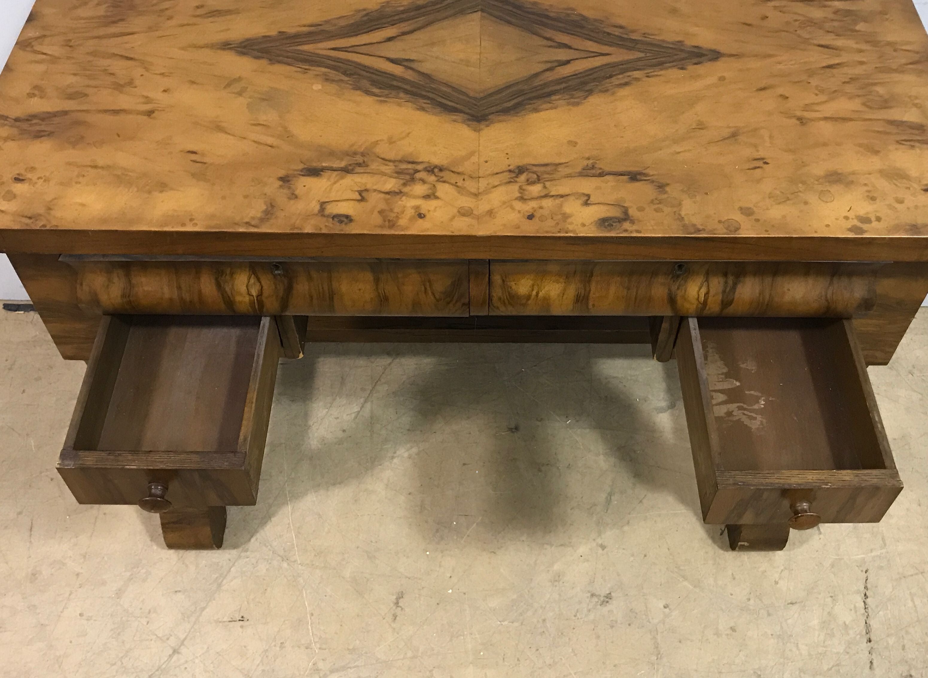 Unbranded Light Brown Vintage Wooden Computer Desk- One Person- Four Drawers