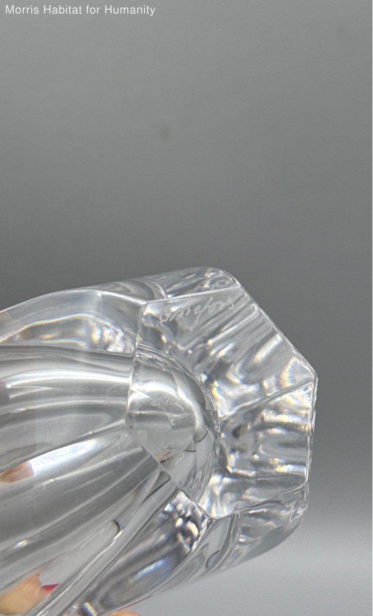 Lovely Signed Orrefors Sweden Art Crystal Glass Floral Bloom Vase Belle 6" - Very Good