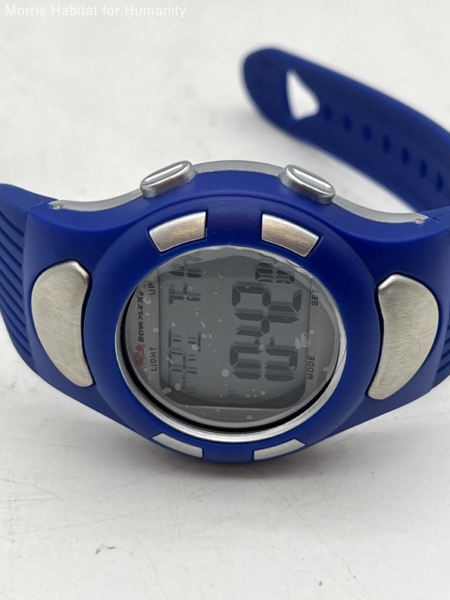 Unisex Blue Bowflex Heart Rate Monitor Watch Rubber Wristband Working Condition - Very Good