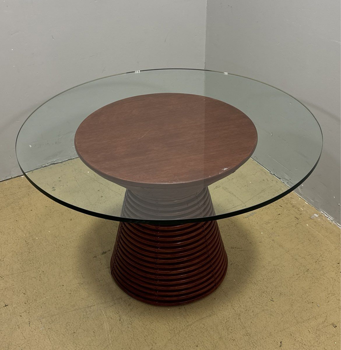 Organic Modern McGuire Glass Top Round Minna Dining Table - Home Furniture