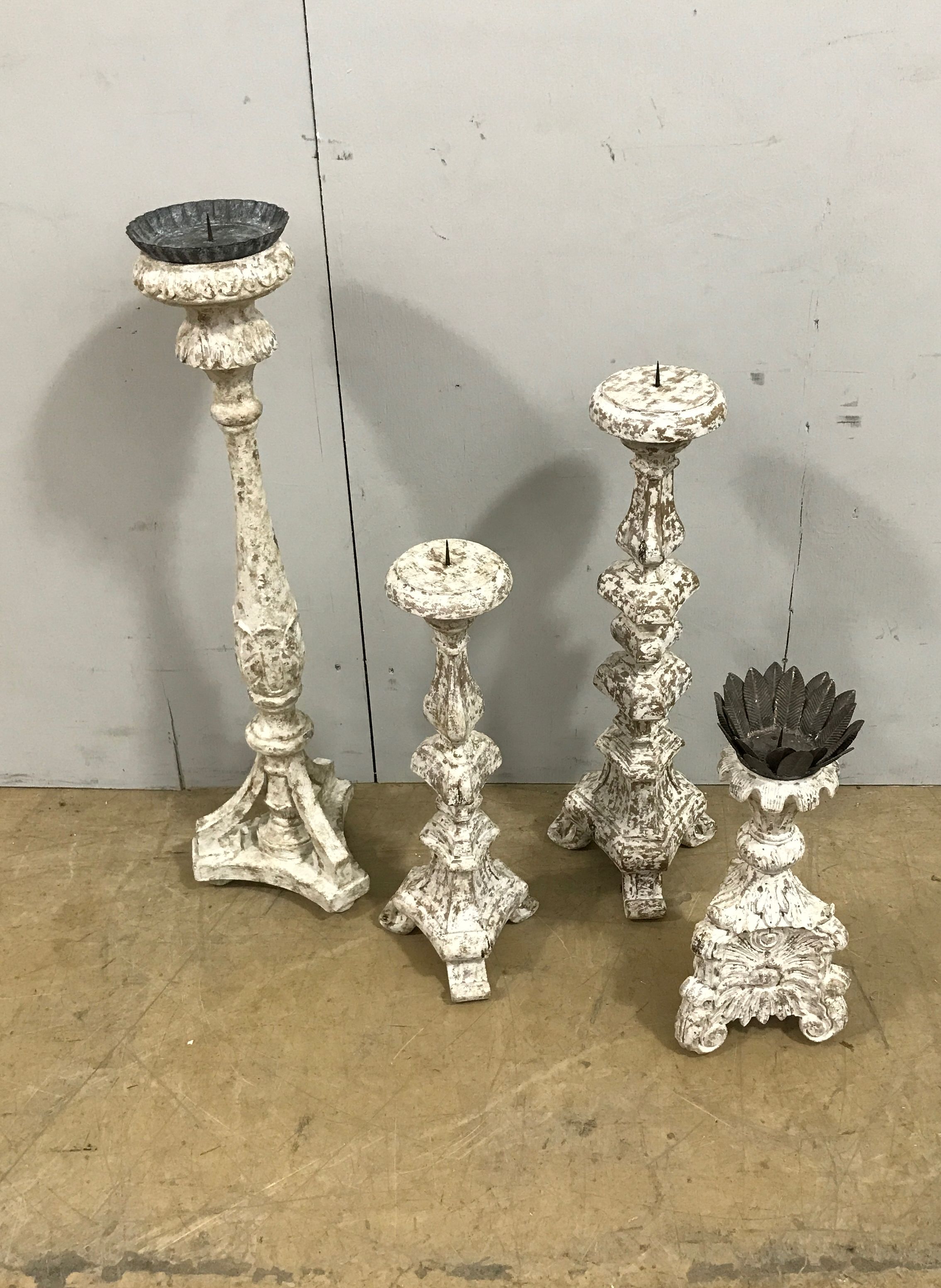 Carlyle Candles Set of 4 French Country Resin Candle Pedestals- Different Sizes