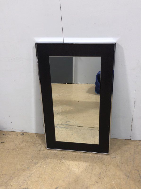 Mirror with Brown Wooden Frame and Silver Metal Lining - 24" L - 2" W - 39.5" H