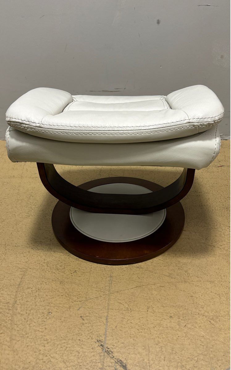 Comfy Mid-Century Modern White Pleather Recliner Chair with Footrest - Furniture