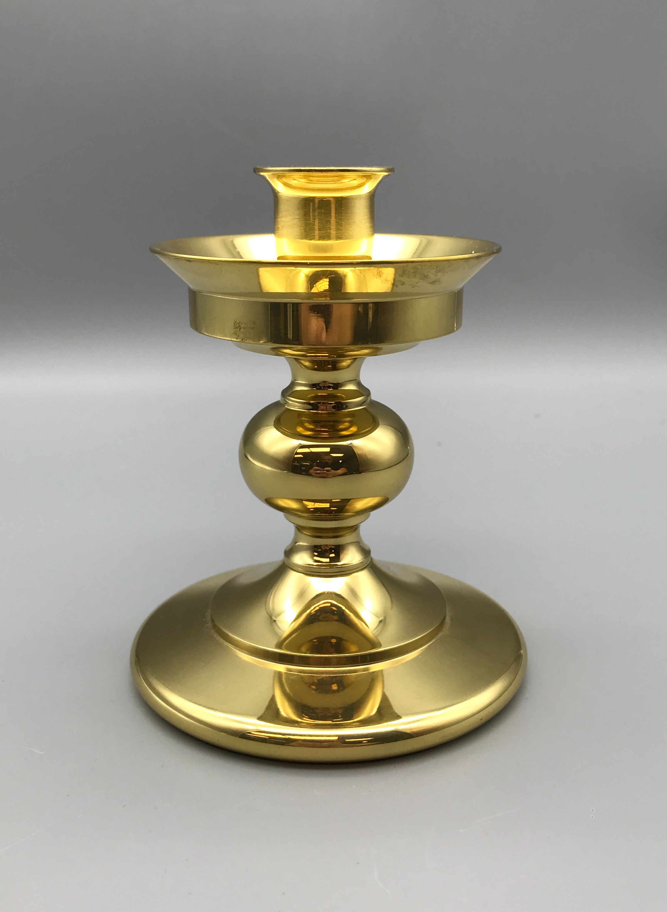 Single Decorative Brass 5" Gold-toned Candleholder by Waterford Crystal