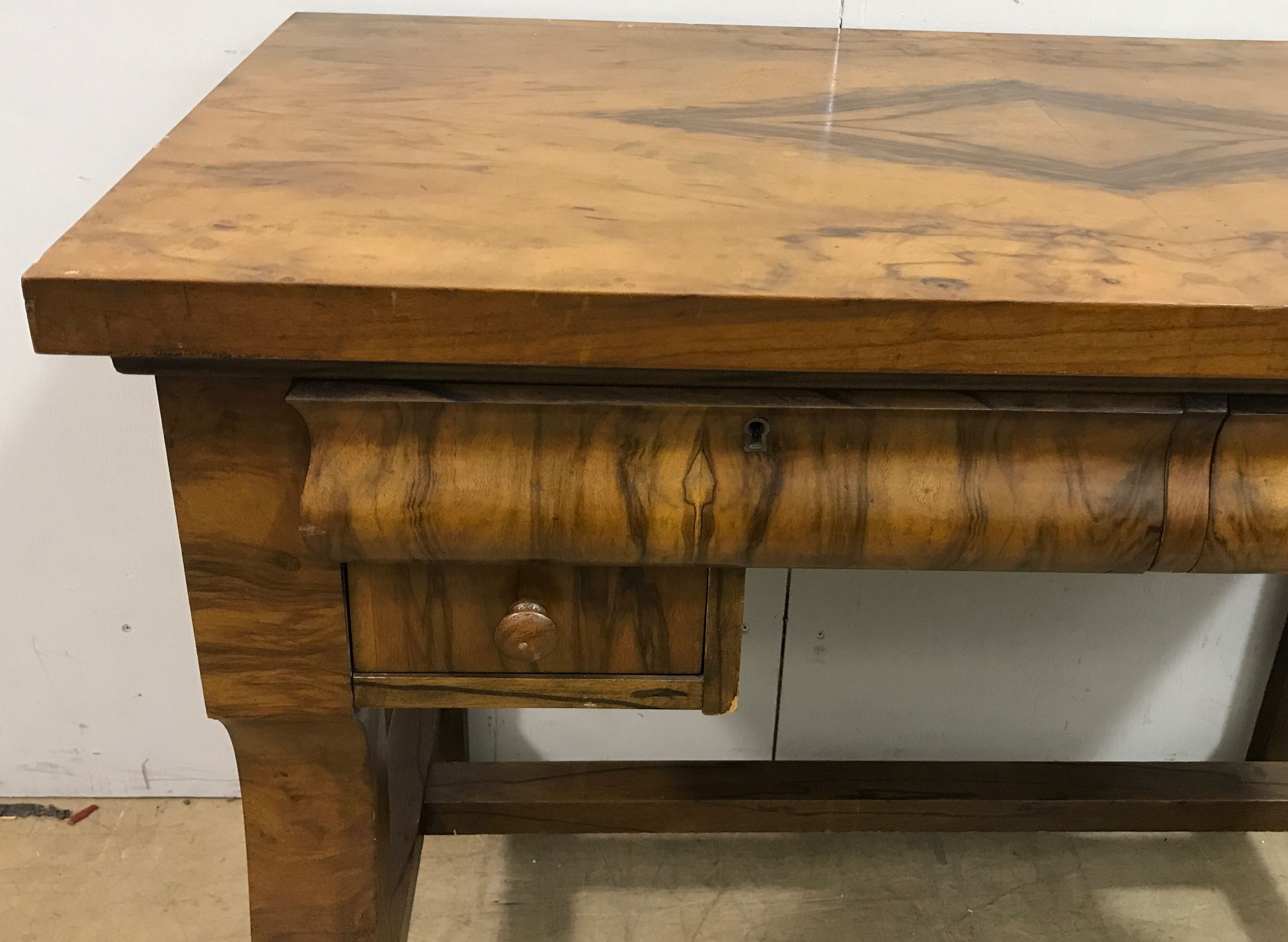 Unbranded Light Brown Vintage Wooden Computer Desk- One Person- Four Drawers