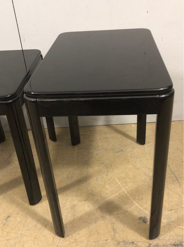 Set of 3 Black Lacquered Powell Nesting Tables - Stackable End Tables - S, M, L