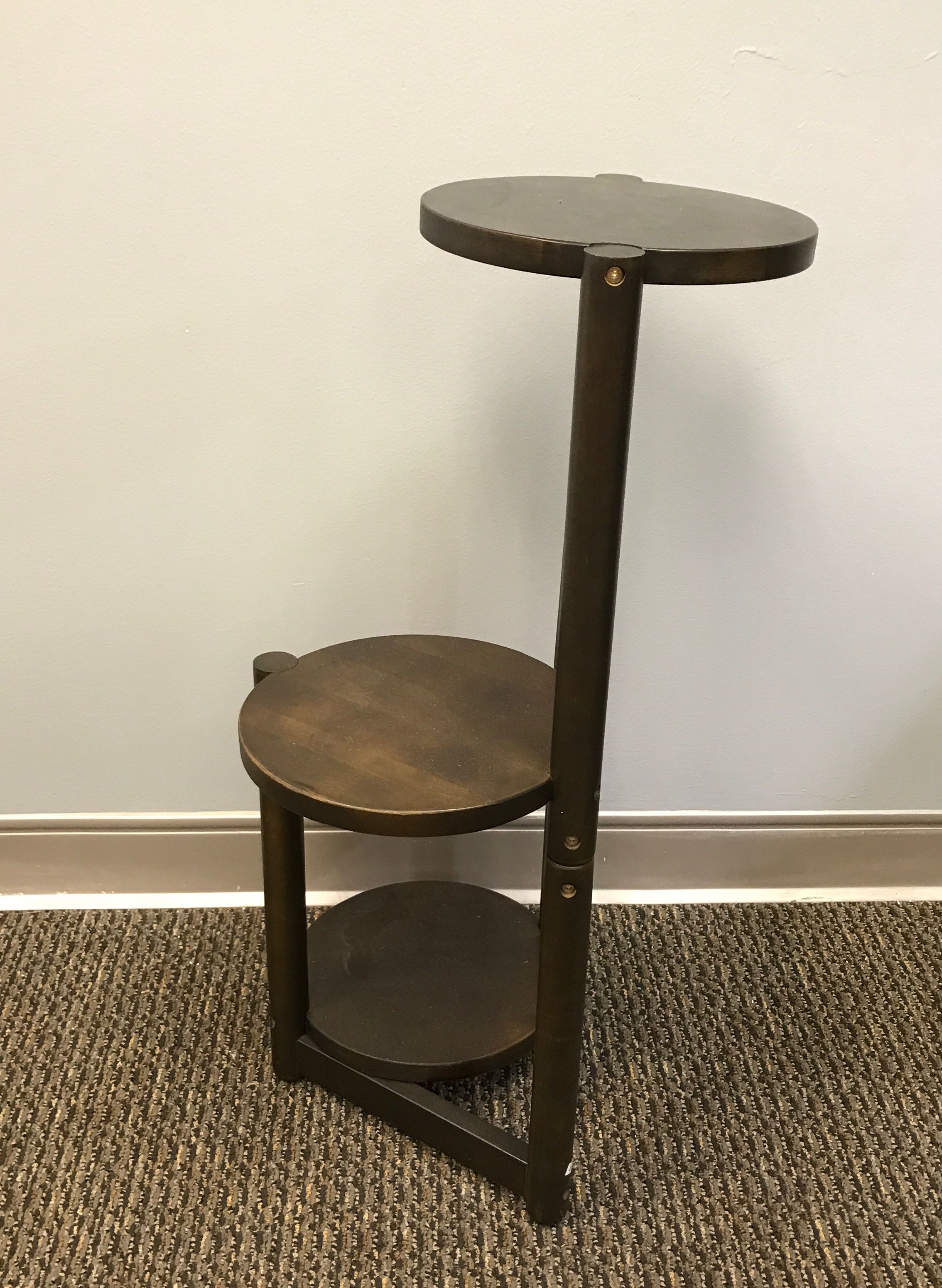 Unbranded Traditional, Circular Dark Brown Wooden Side Table with Satin Finish