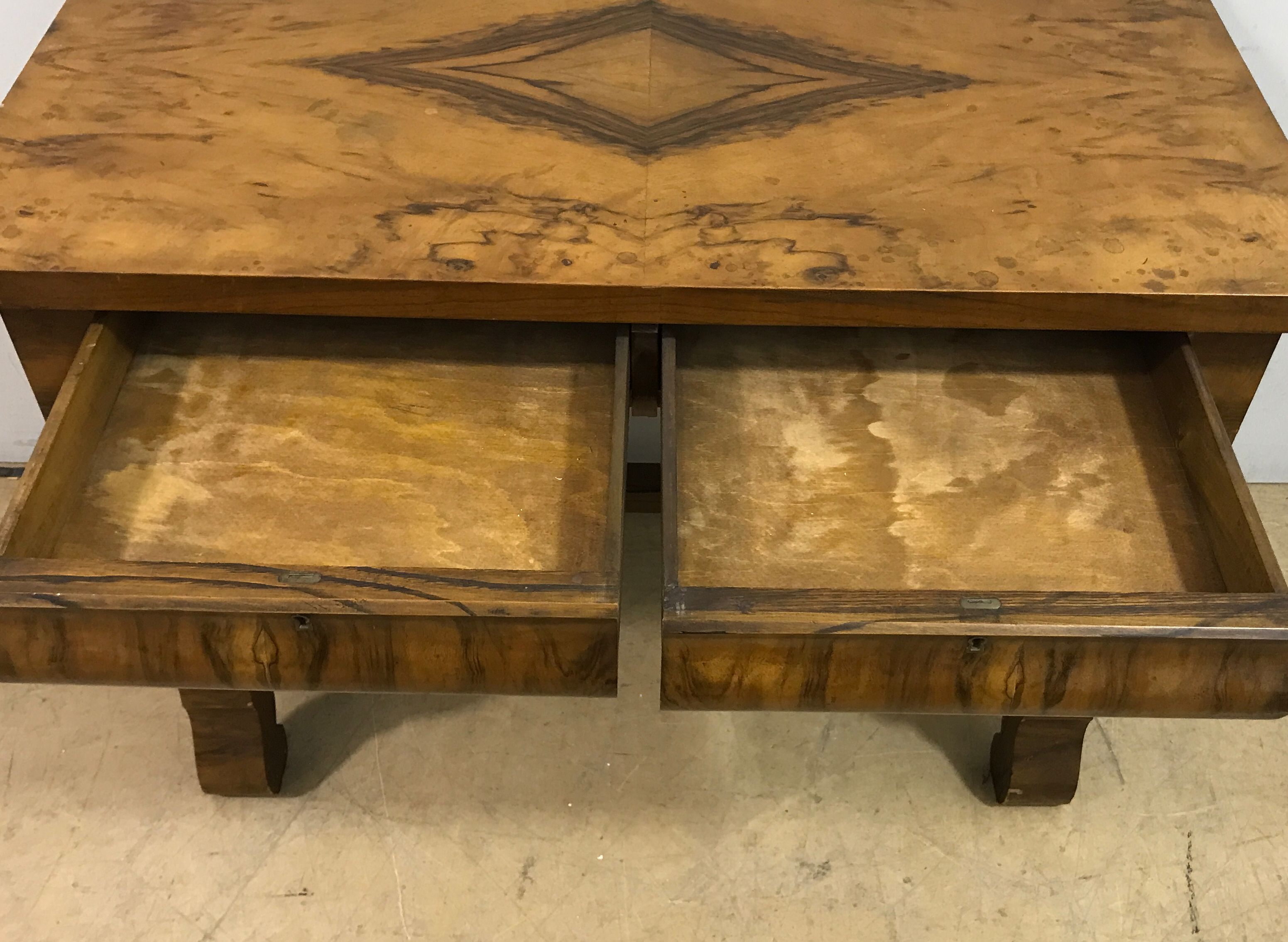 Unbranded Light Brown Vintage Wooden Computer Desk- One Person- Four Drawers