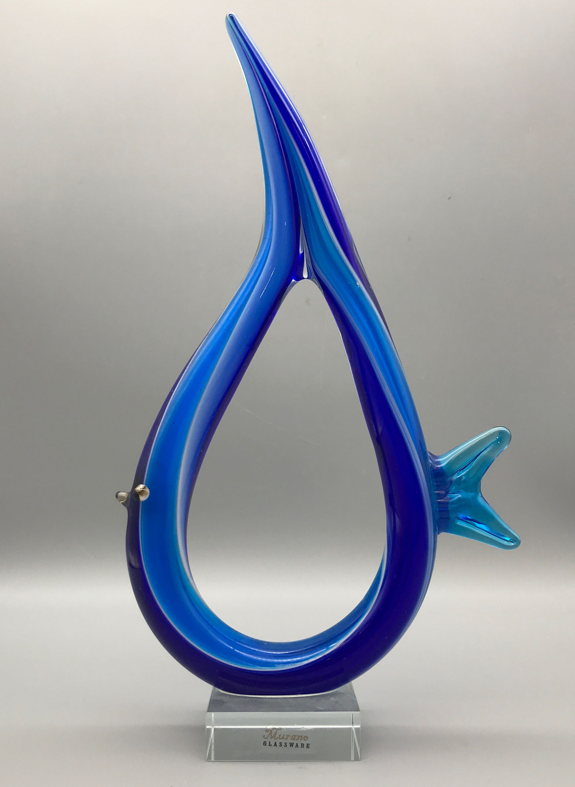 Murano Glassware- Blue, Aquatic Themed Decorative Modern Art, Made in Italy