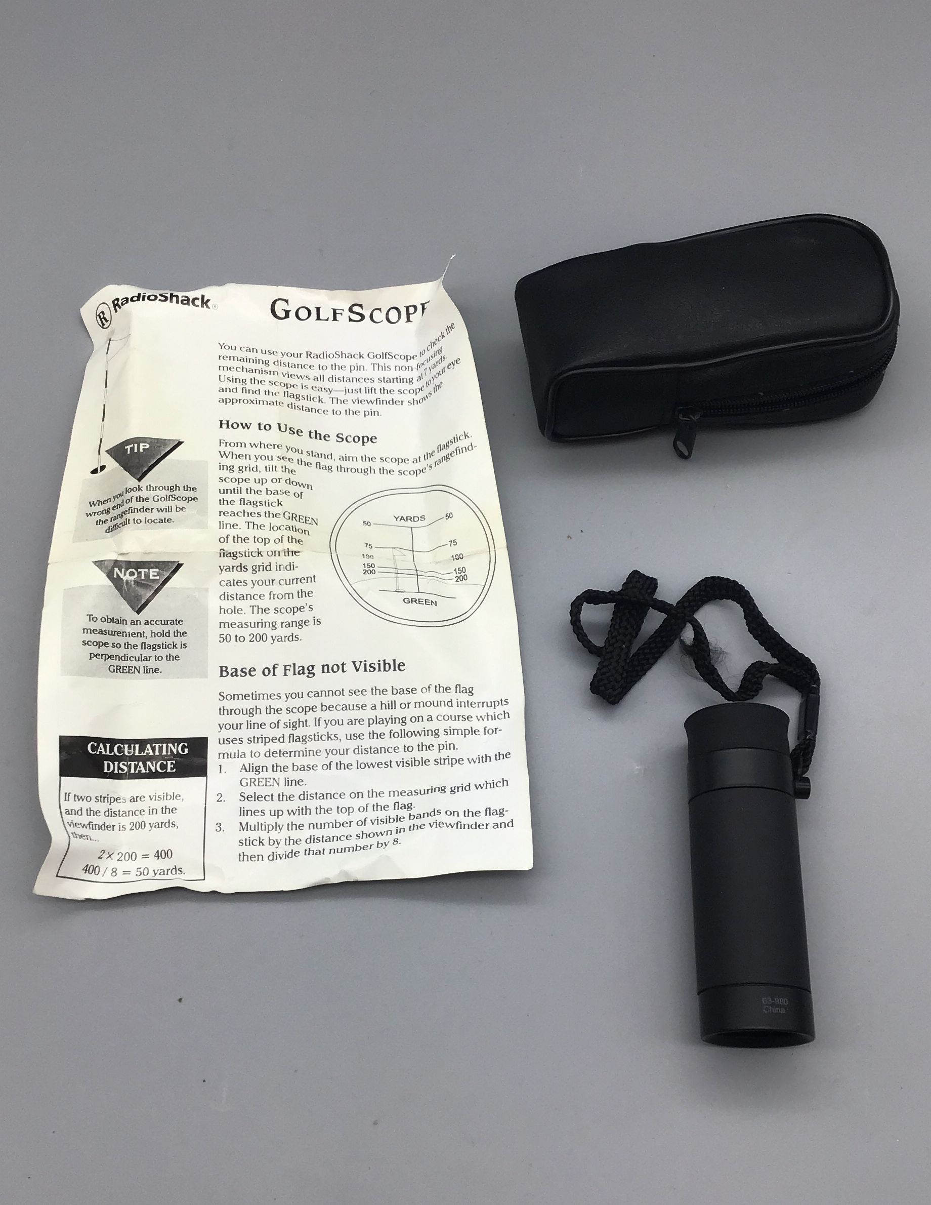 Vintage Radio Shack Golf Scope- Carry Case and Instruction Guide Included