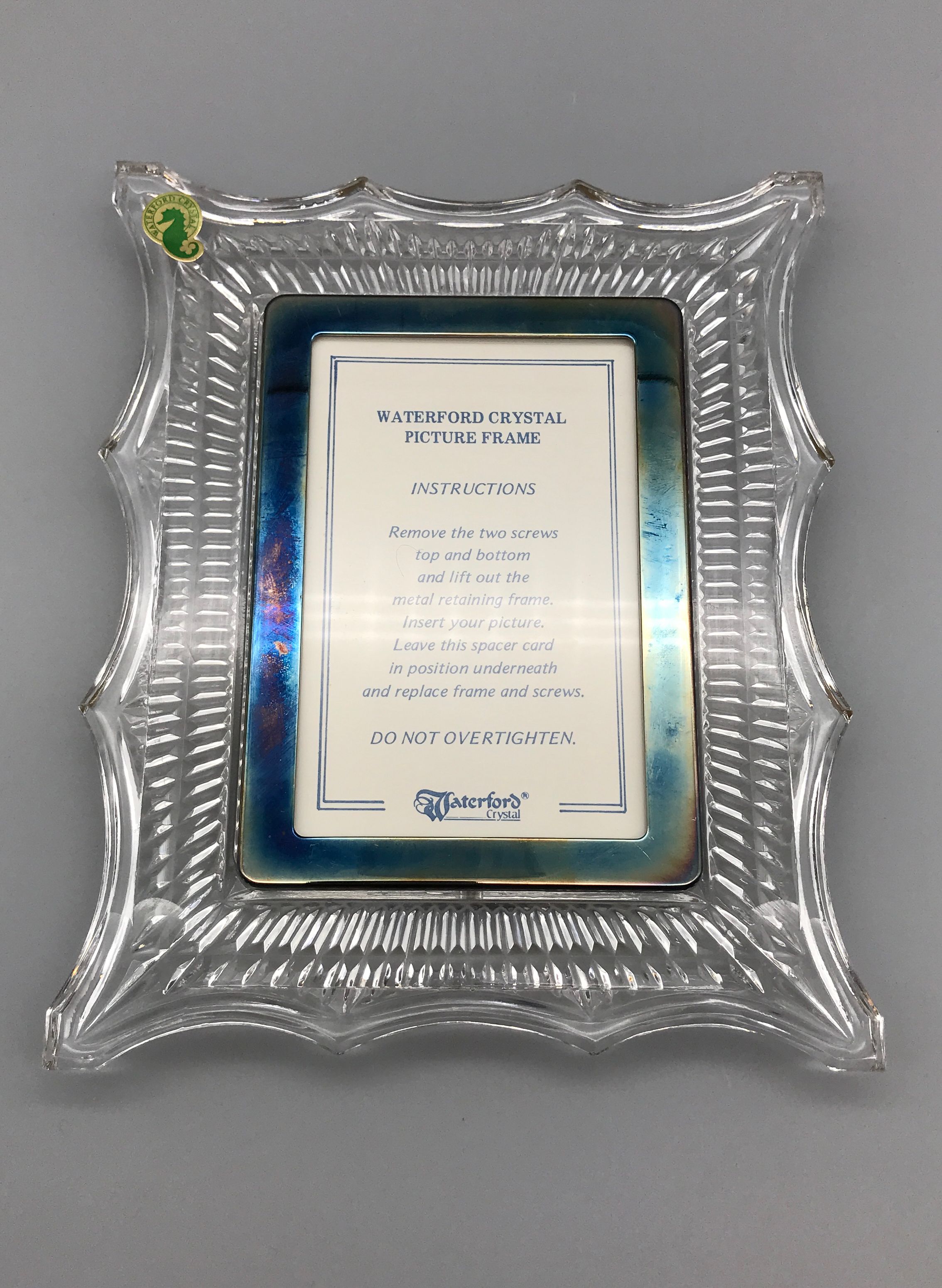 Waterford Crystal Marked Picture Frame - Unused in Box - 6.75" x .5" x 8.75"