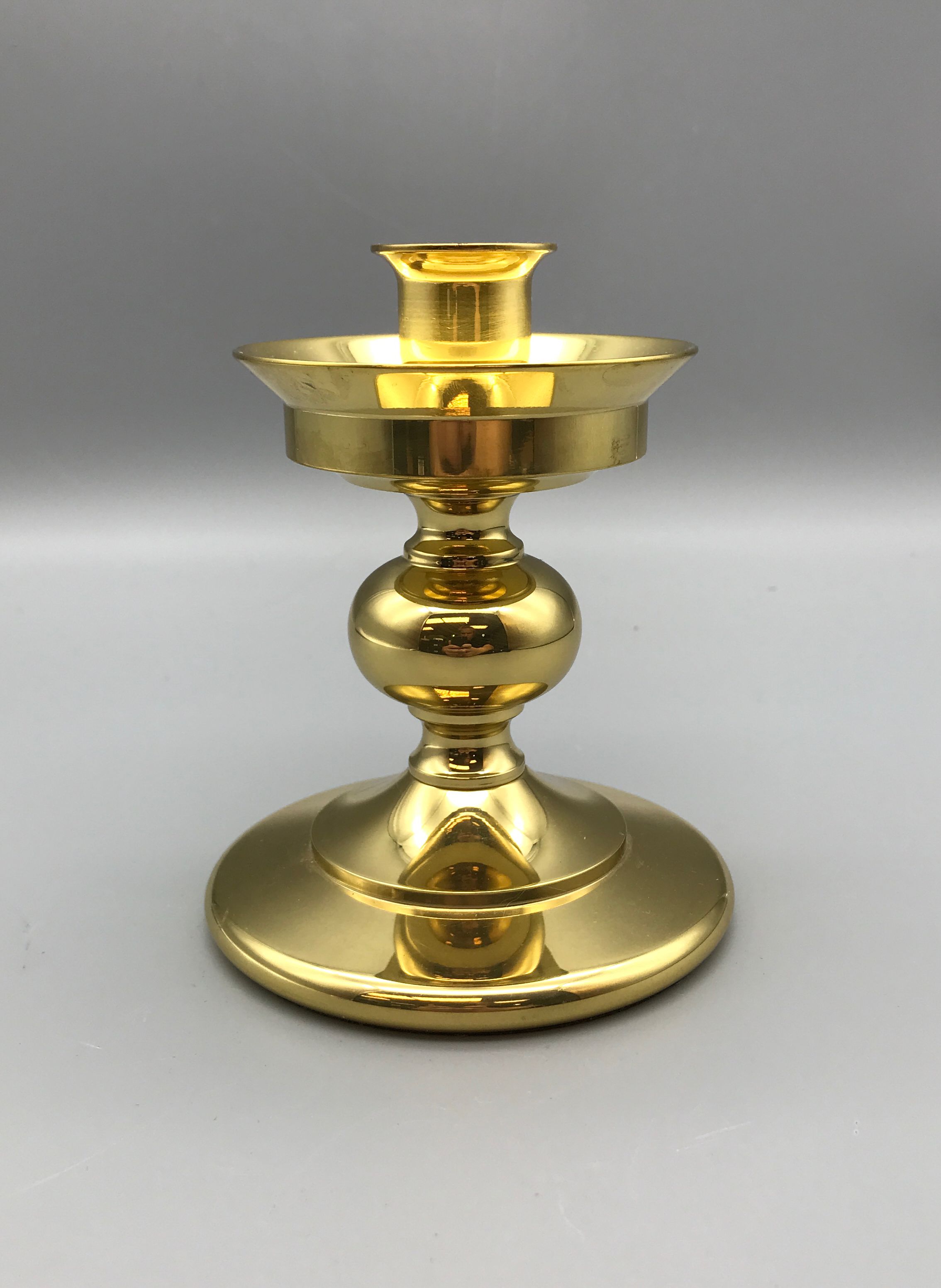 Single Decorative Brass 5" Gold-toned Candleholder by Waterford Crystal