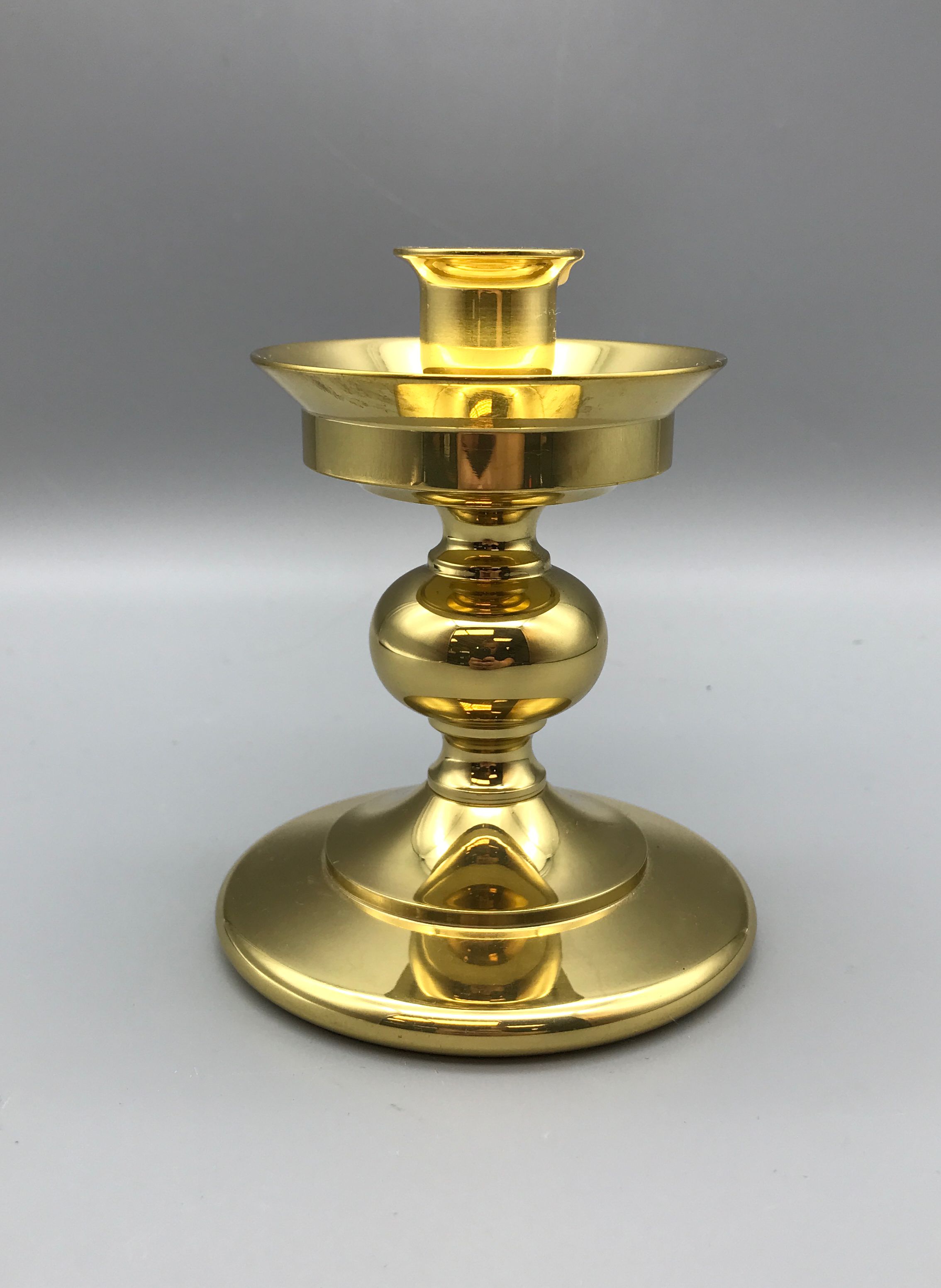 Single Decorative Brass 5" Gold-toned Candleholder by Waterford Crystal