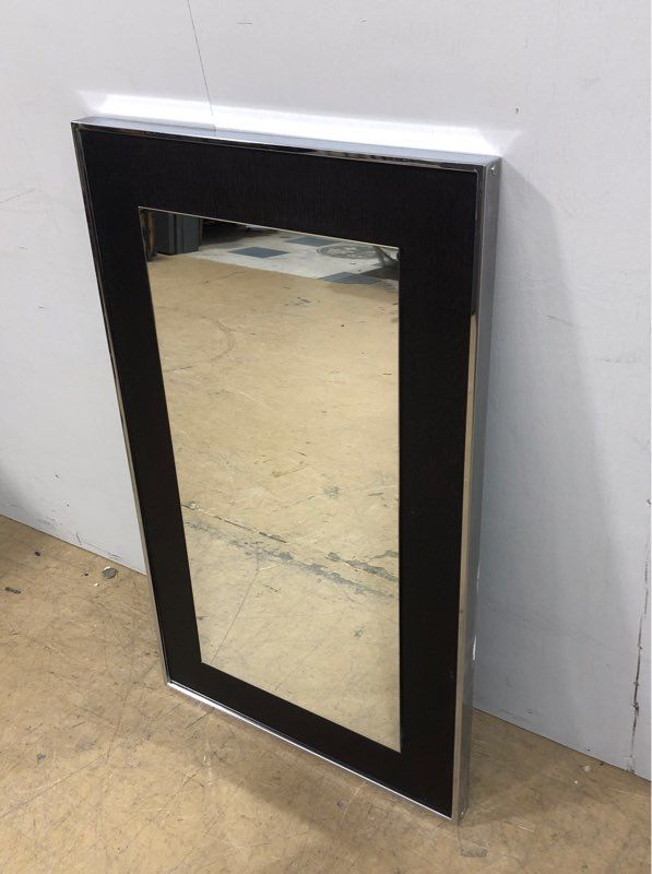 Mirror with Brown Wooden Frame and Silver Metal Lining - 24" L - 2" W - 39.5" H