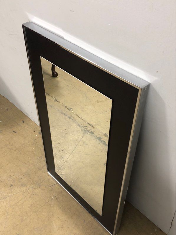 Mirror with Brown Wooden Frame and Silver Metal Lining - 24" L - 2" W - 39.5" H