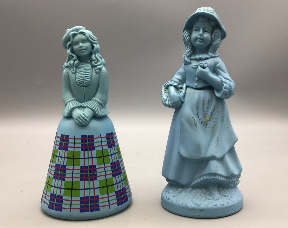 Vintage Avon Figurines - Plaid Scottish Lady & Little Girl Cologne Bottles