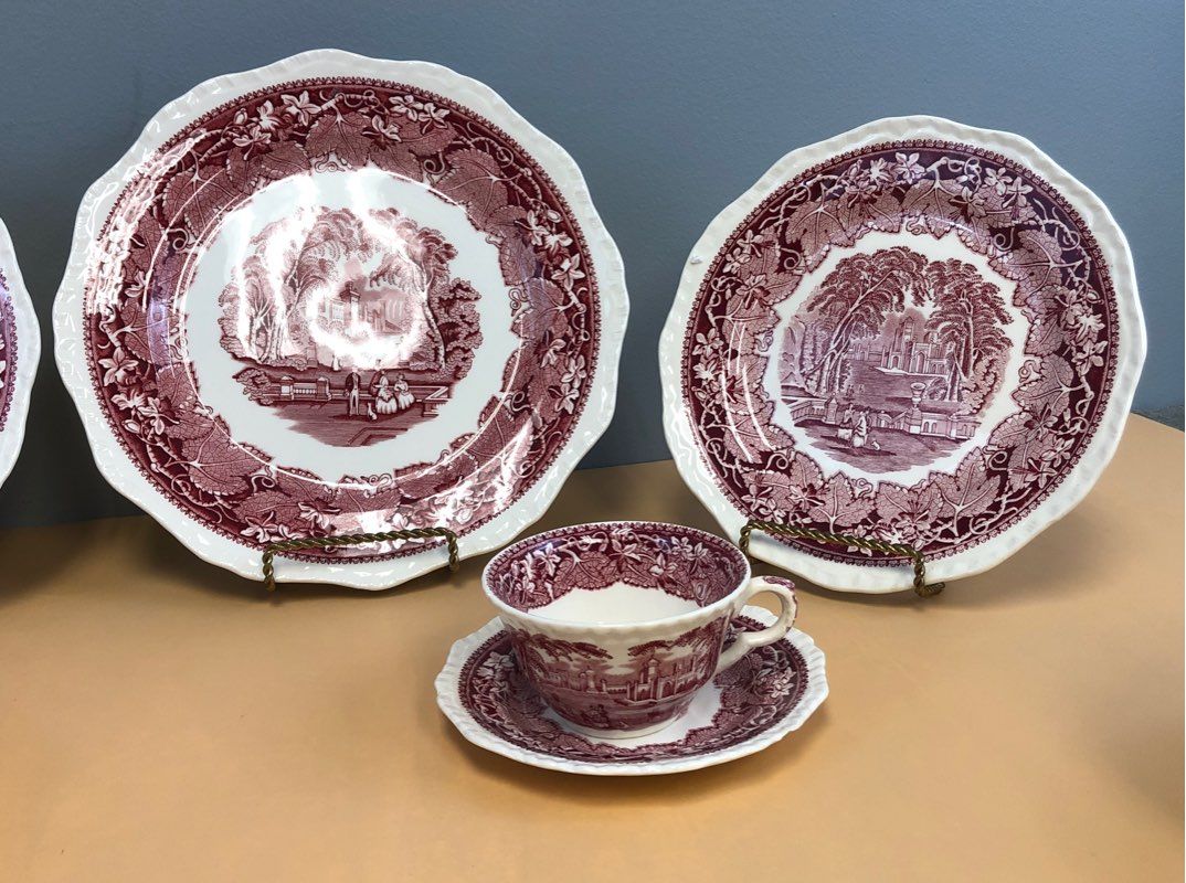 Vista Pink by Mason's China Set - Plates/Platter/Bowls/Teacups/Salad Plates