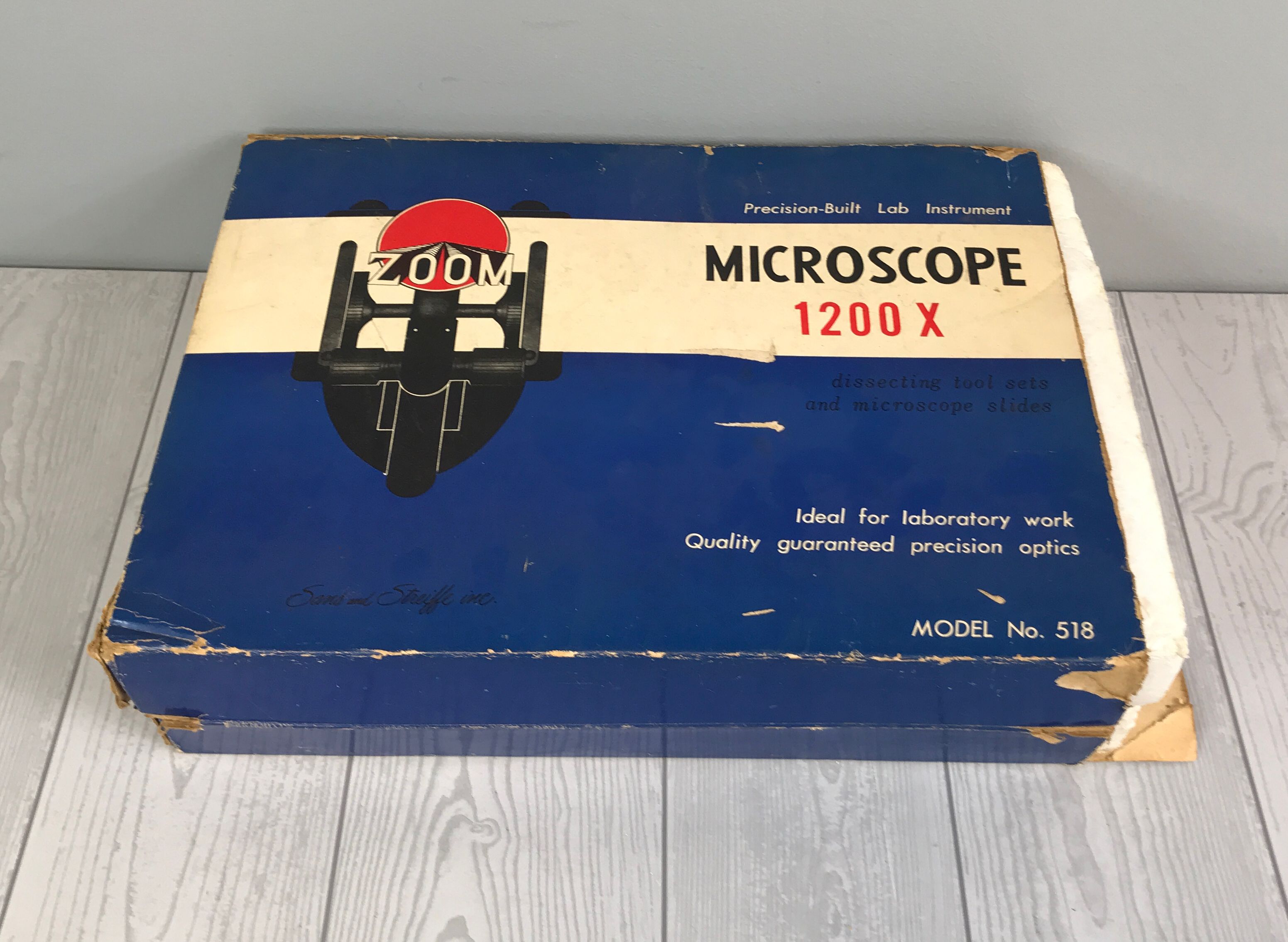 Sans And Streiffe Inc. Vintage Gray Microscope Model: 518- Capable of 1200x Zoom