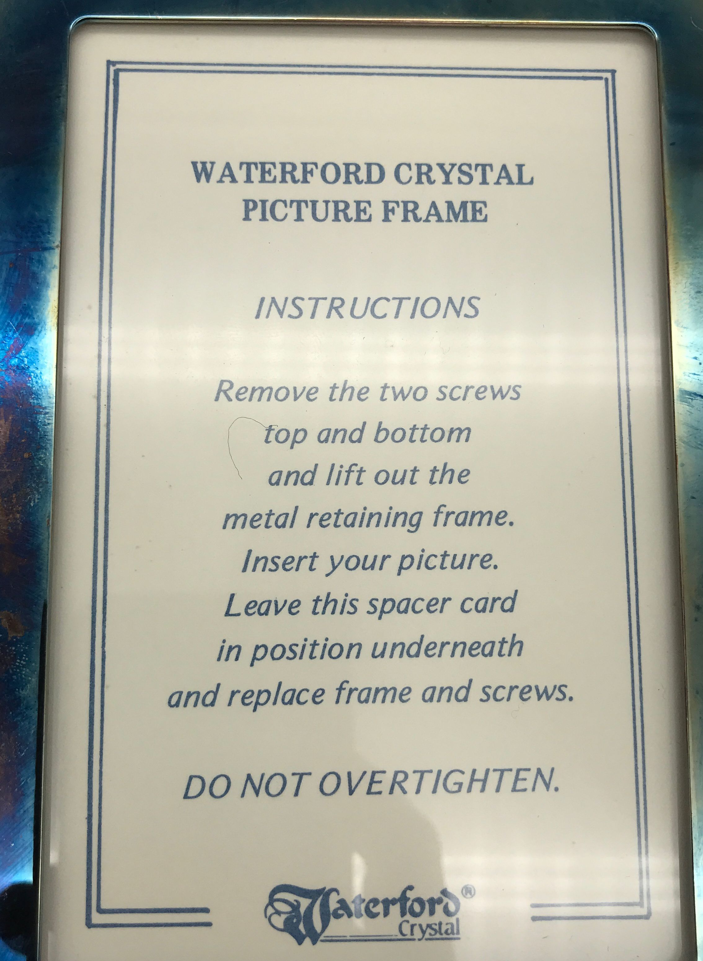 Waterford Crystal Marked Picture Frame - Unused in Box - 6.75" x .5" x 8.75"