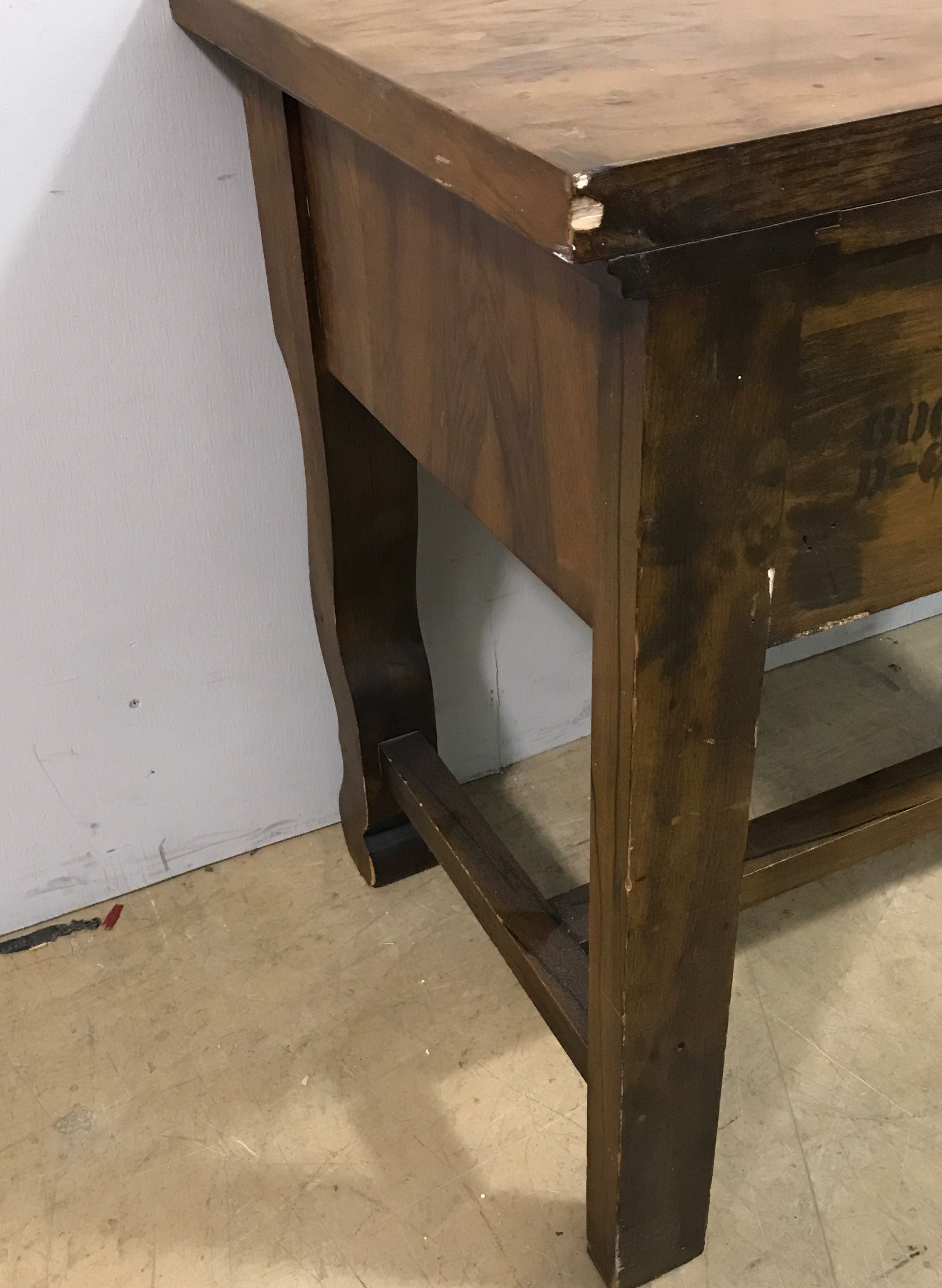 Unbranded Light Brown Vintage Wooden Computer Desk- One Person- Four Drawers