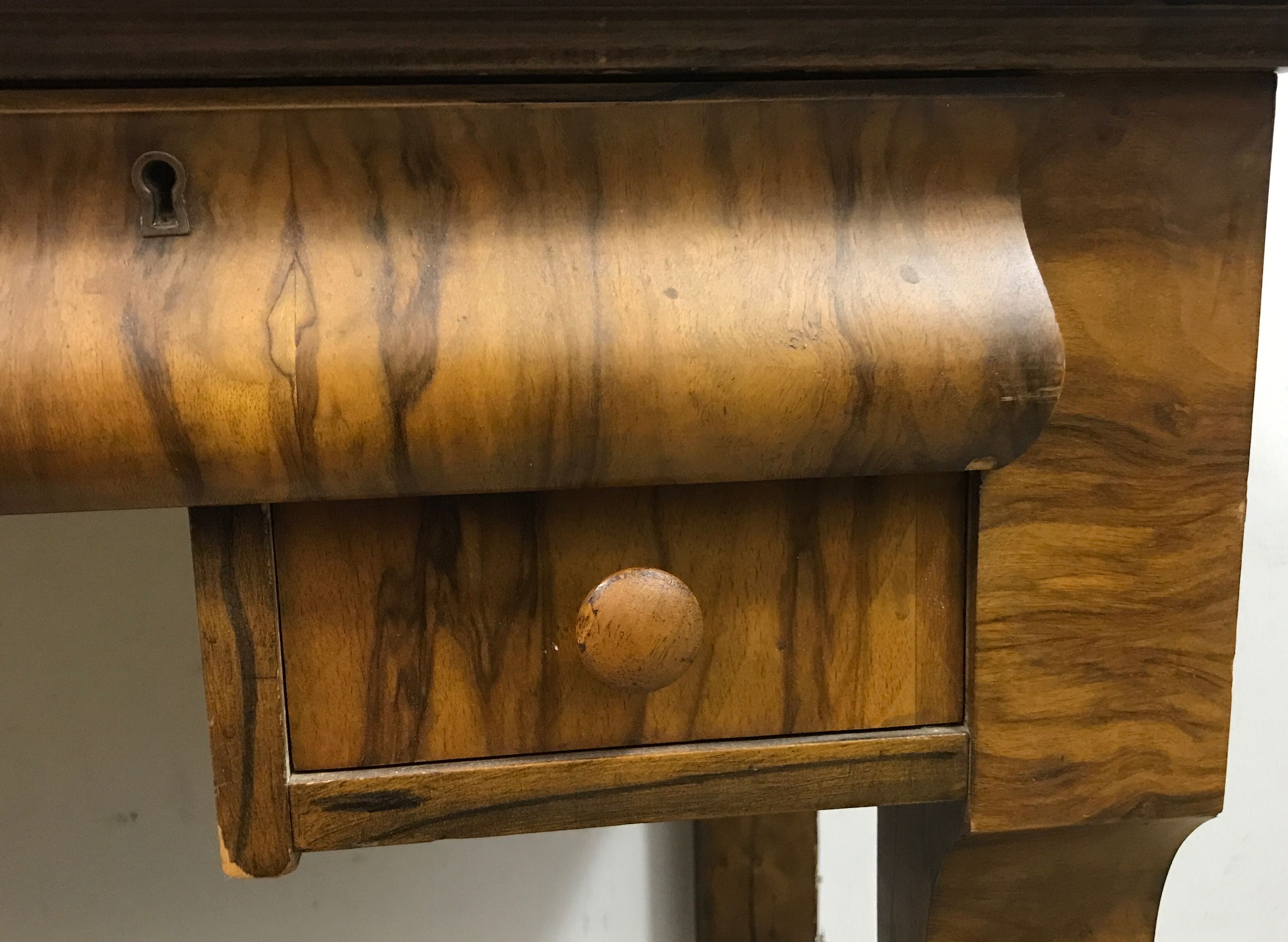 Unbranded Light Brown Vintage Wooden Computer Desk- One Person- Four Drawers