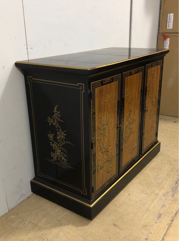 Large Vintage Oriental Asian French Country Side Table Sideboard Bar by Drexel