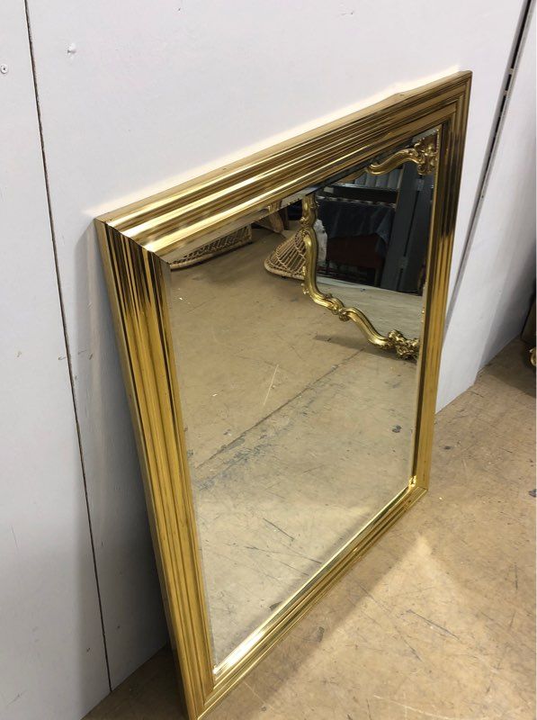 Large Gold Vintage Italian Style Mirror - Metal Frame - 38.5" H x 30" L