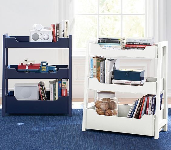 Pottery Barn Kids Small Spaces Ladder Bookcase - Navy - Brand New in Box