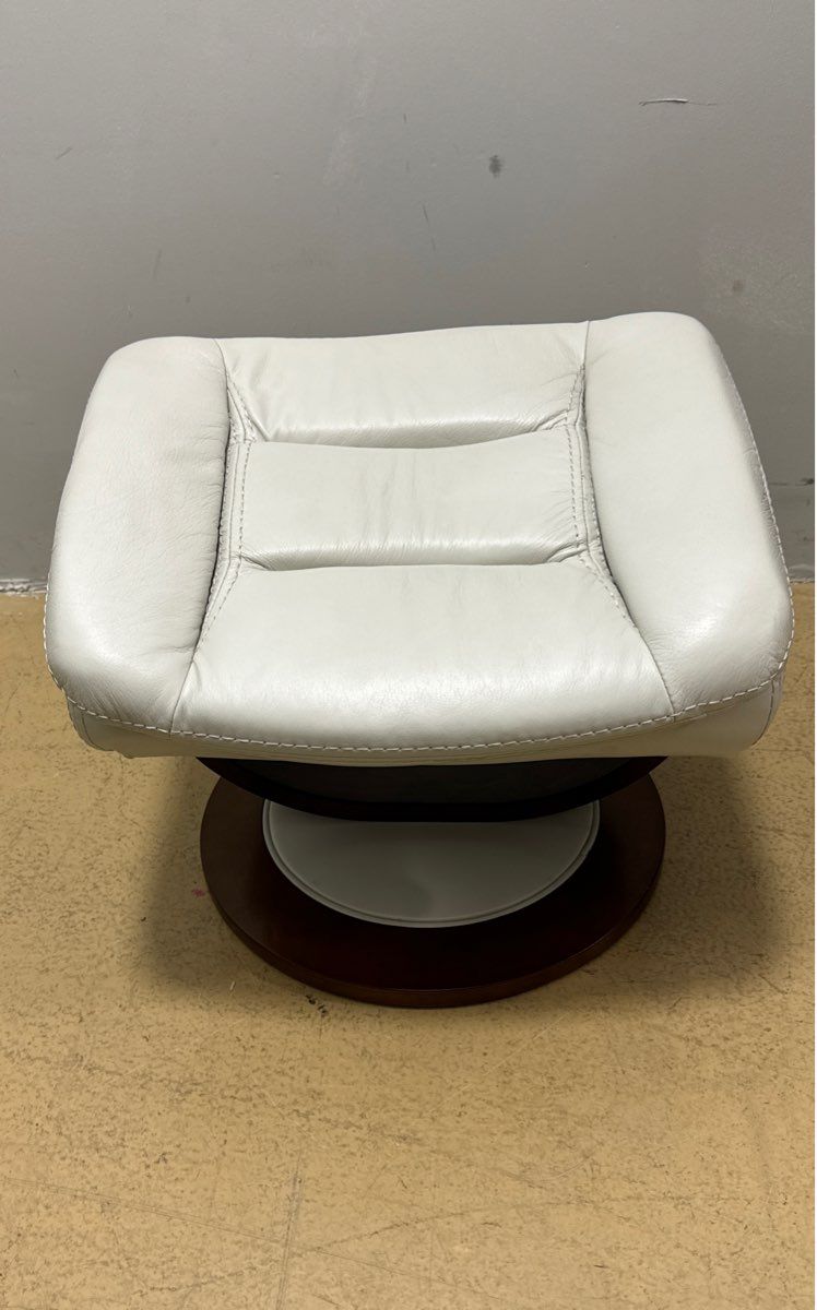 Comfy Mid-Century Modern White Pleather Recliner Chair with Footrest - Furniture