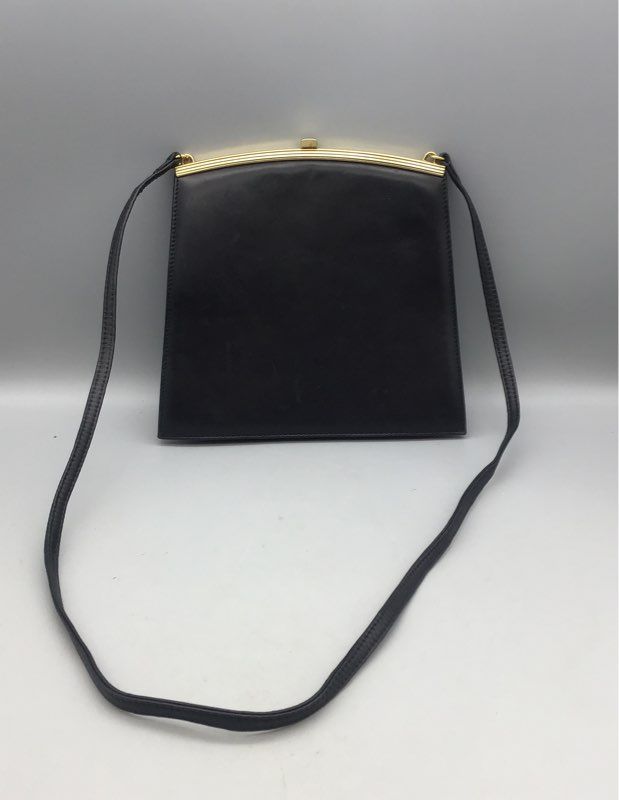 Cole Haan Medium-Sized Purse- Black and Gold, Leather Purse- Clasp Closure-