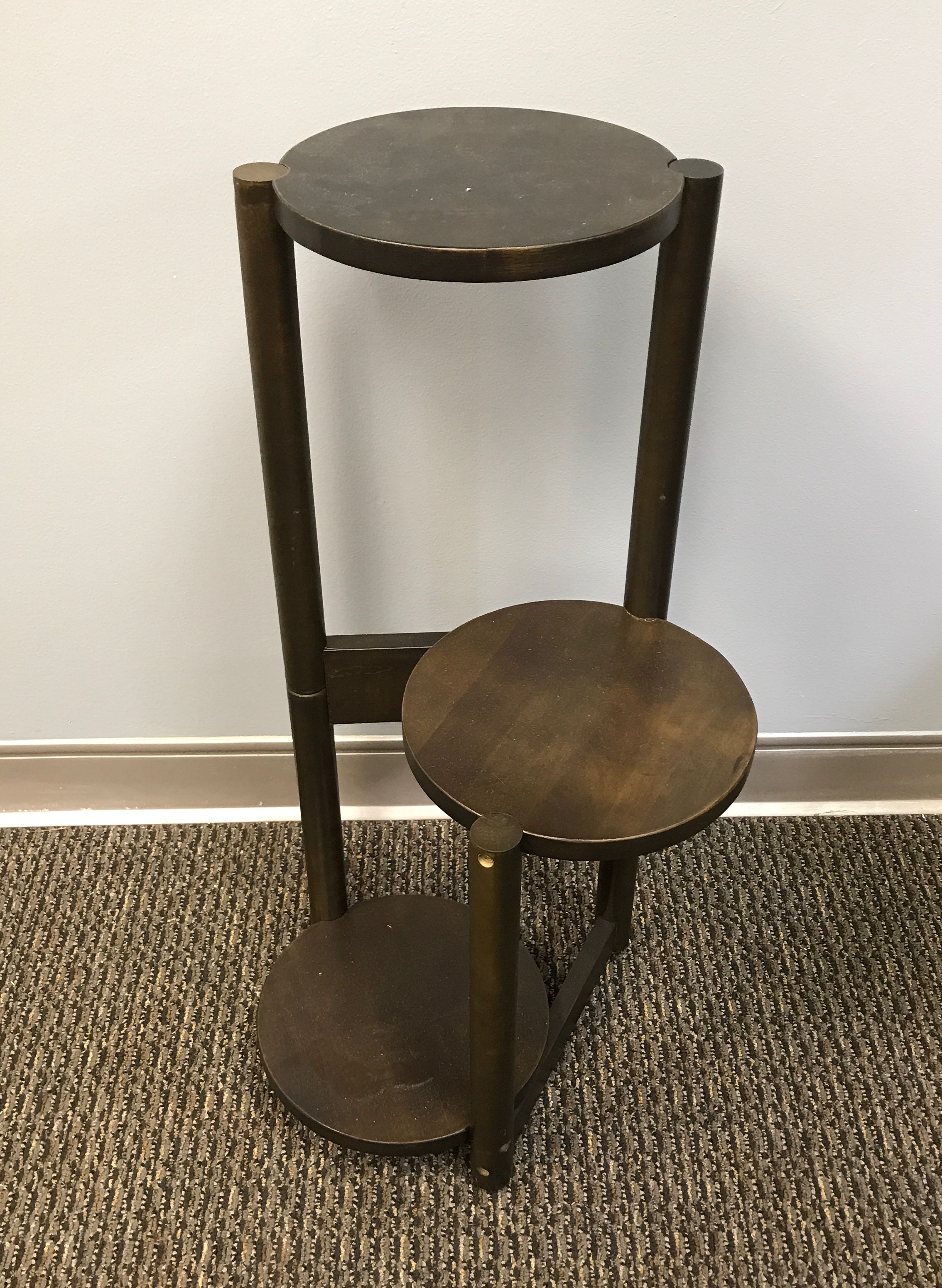 Unbranded Traditional, Circular Dark Brown Wooden Side Table with Satin Finish