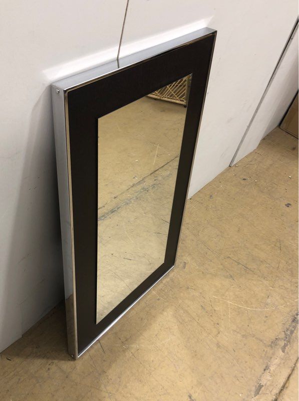 Mirror with Brown Wooden Frame and Silver Metal Lining - 24" L - 2" W - 39.5" H