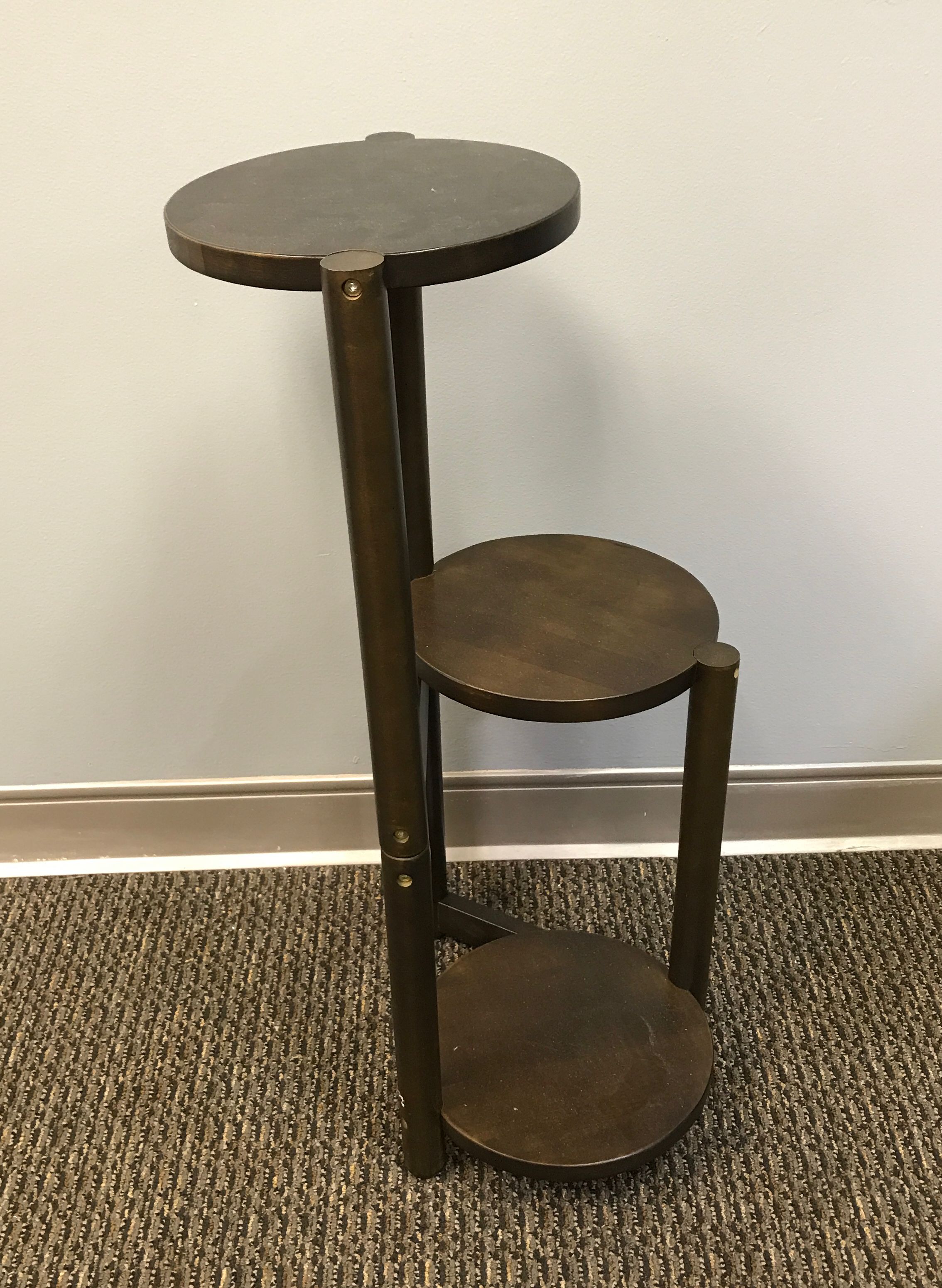 Unbranded Traditional, Circular Dark Brown Wooden Side Table with Satin Finish