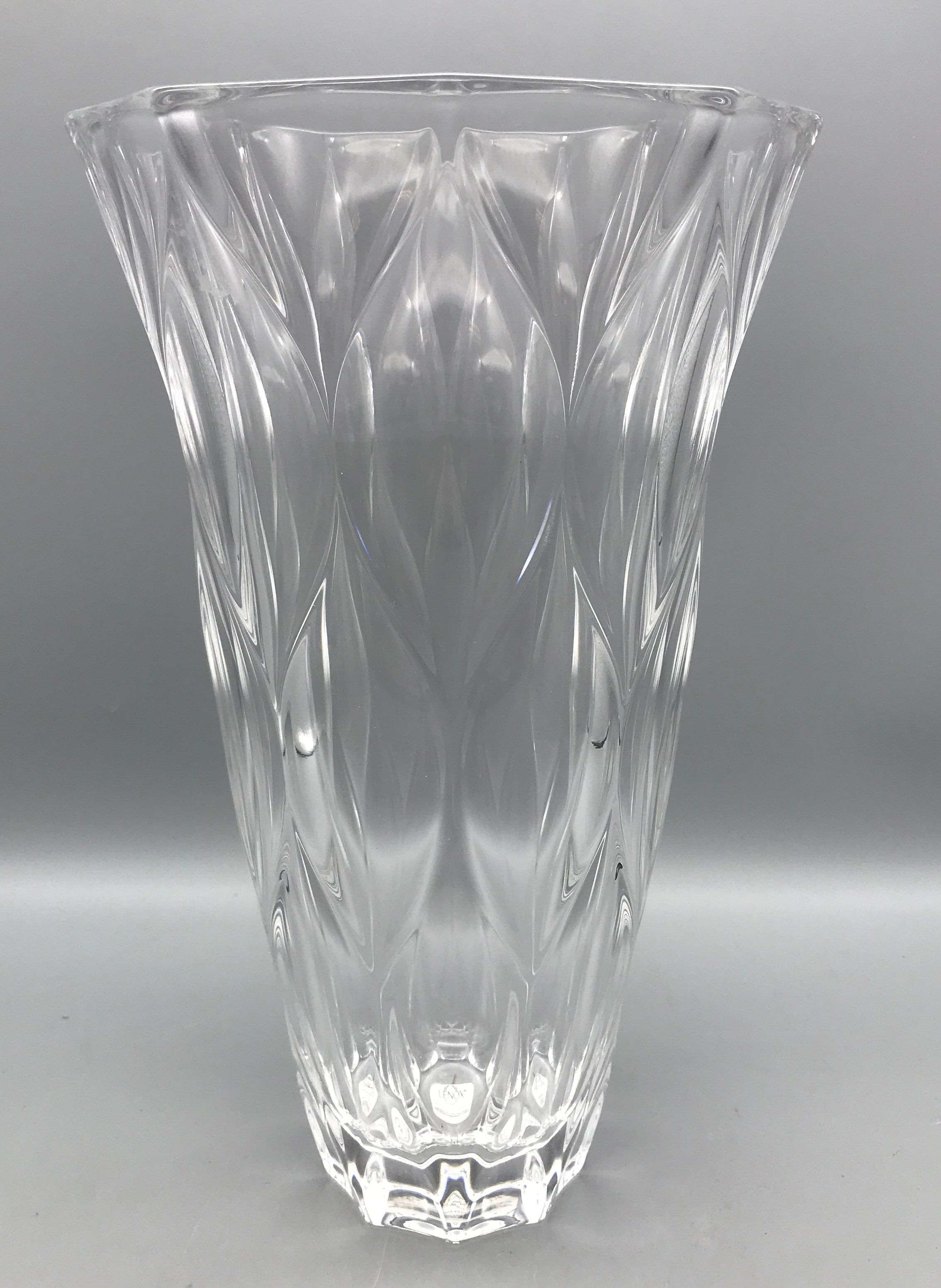 Lenox Harlequin Etched Vase - 12in - Non-Lead Crystal - SKU #813360