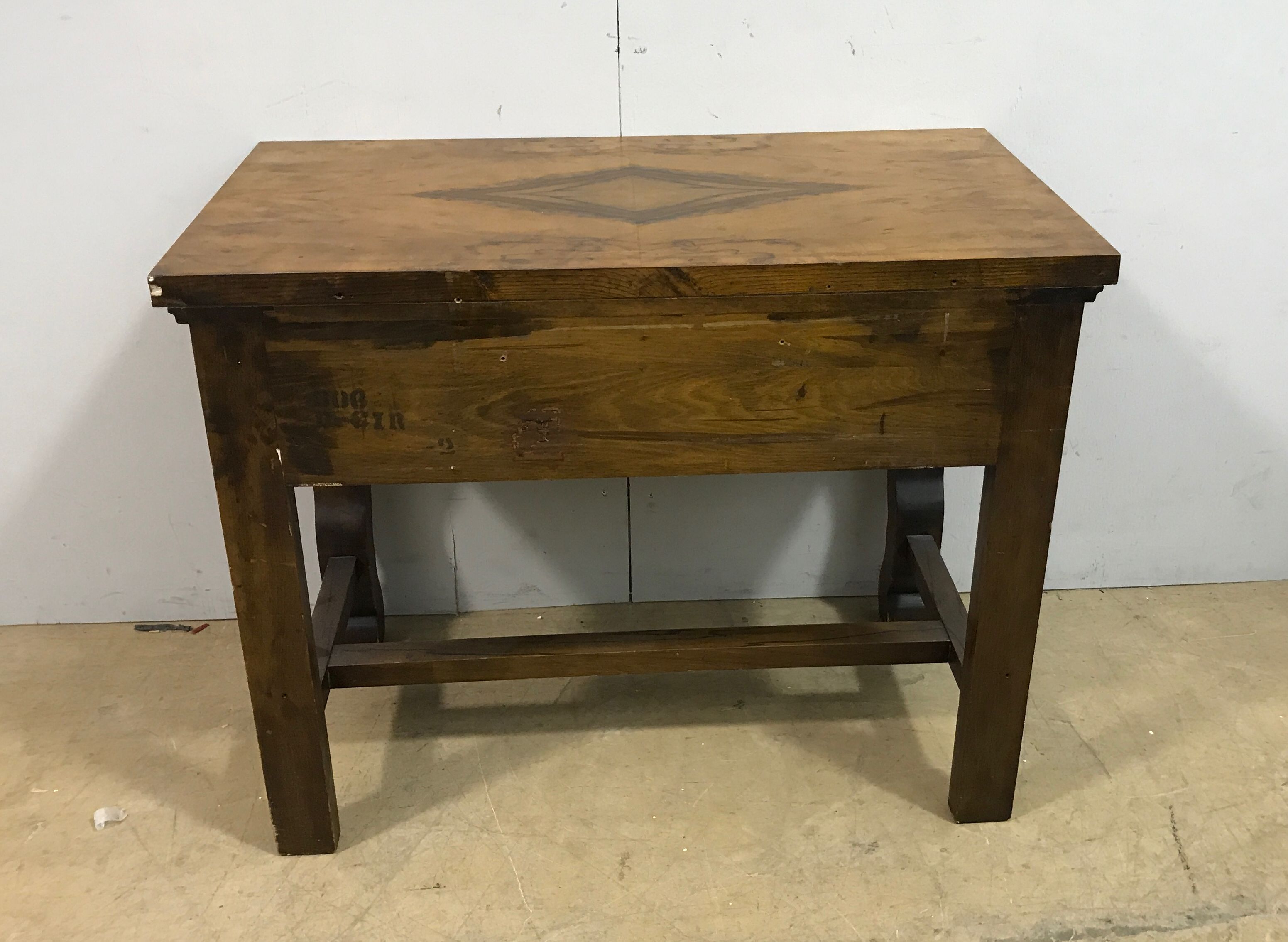 Unbranded Light Brown Vintage Wooden Computer Desk- One Person- Four Drawers