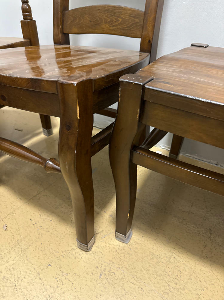 Beautiful Brown Wood Pottery Barn Dining Table with 6 Chairs and Extensions - Very Good