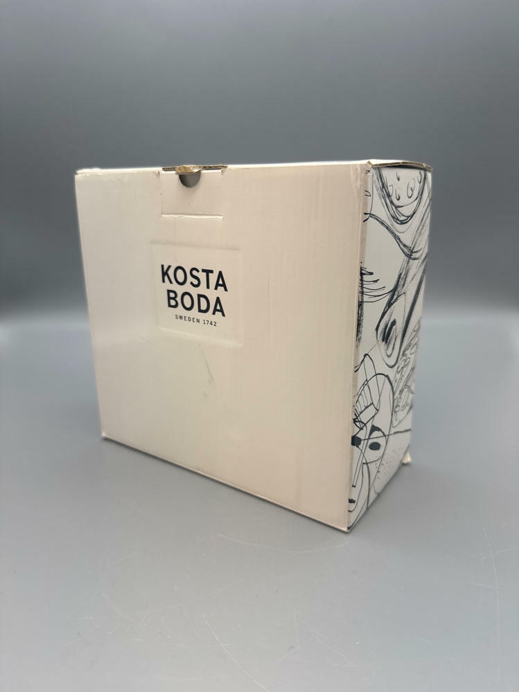 Kosta Boda Sweet Heart Tealight Candleholders Black White Swirl Design In Box