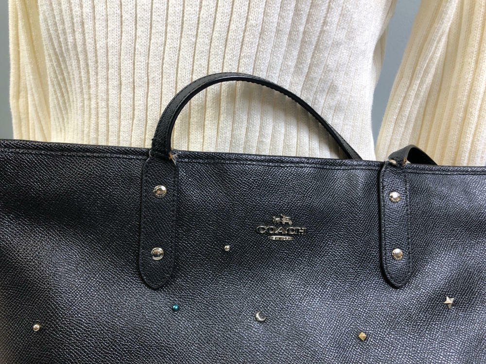 Coach #22299 Black Leather Tote with Stars and Moon Detailing - Purse / Tote Bag - Good