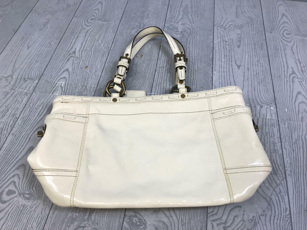 Coach Leather Medium Size Vintage Off White Lady's Tote/Bag - - Good