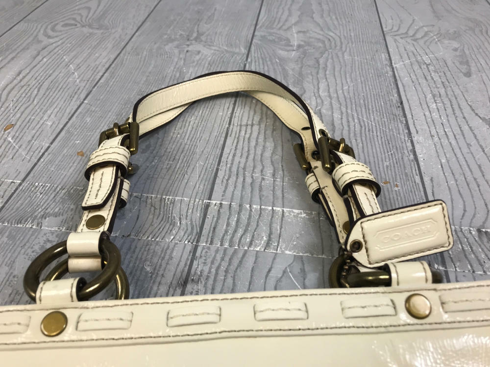 Coach Leather Medium Size Vintage Off White Lady's Tote/Bag - - Good