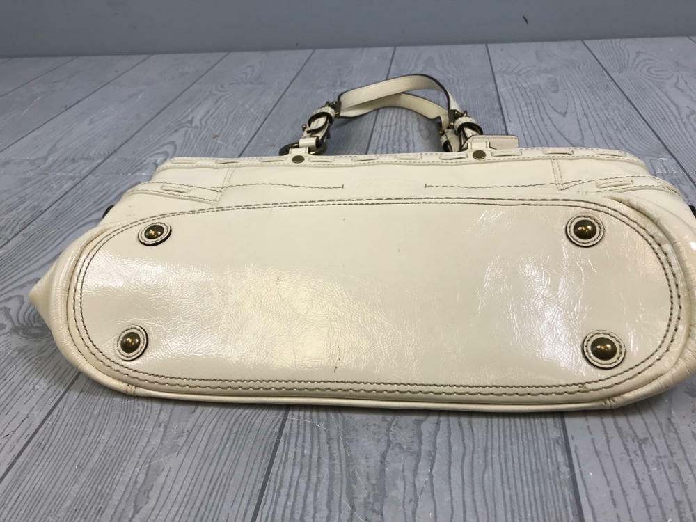 Coach Leather Medium Size Vintage Off White Lady's Tote/Bag - - Good