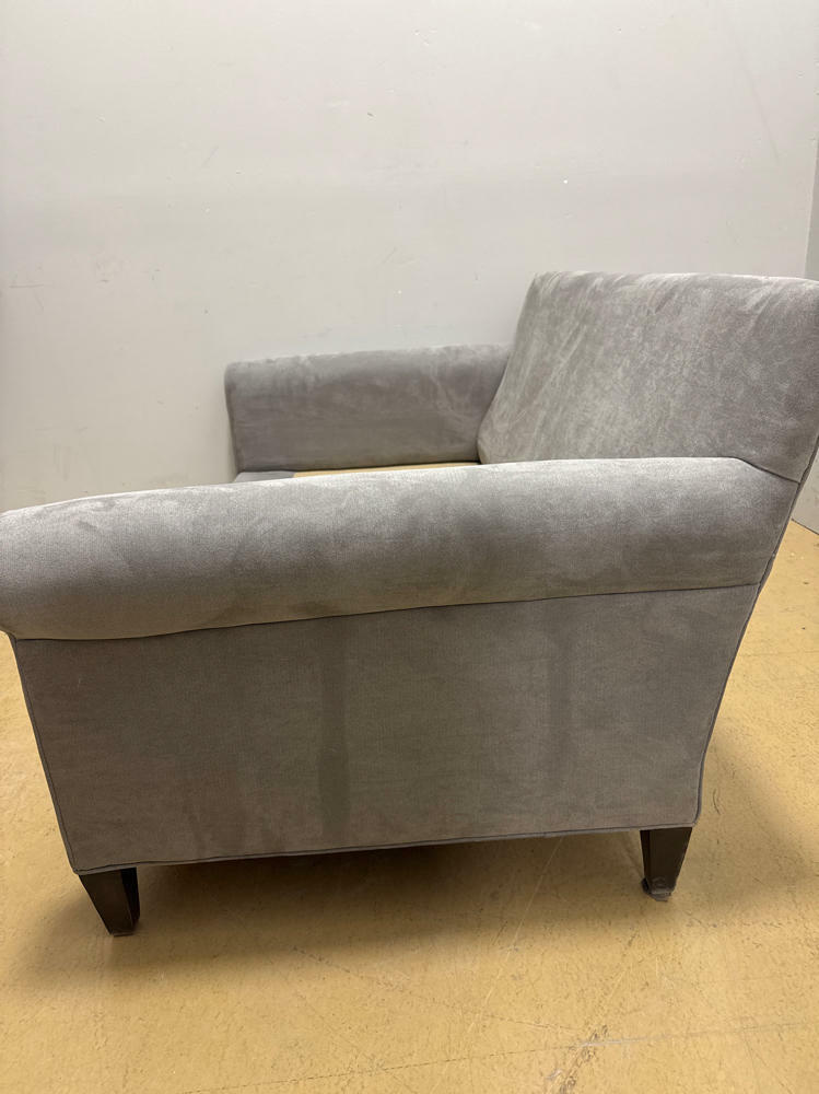 Grey Crate&Barrel Loveseat with Two Pillows- Very Clean Microfiber Like Texture - Good